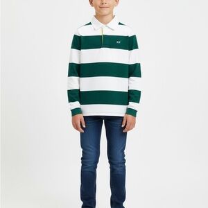 vineyard vines Boys' Striped Cotton Rugby Shirt In Charleston Green Size 12/14